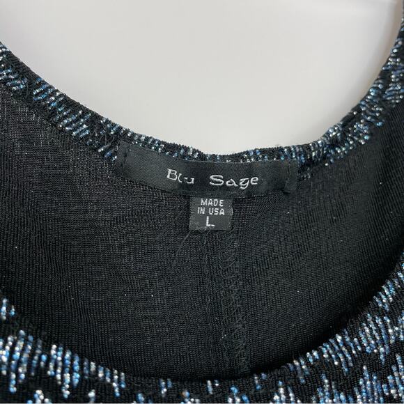 Blue Sage Vintage glittery shimmer tank blouse 90s Y2K evening artsy size Large - Picture 7 of 11